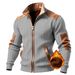 INS2025 Autumn Winter European And American Cross-Border New Men's Color Block Textured Fleece-Lined Zipper Casual_viptrois.com