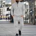 Autumn/Winter Men's Casual Sports Suit Jacquard Stand Collar Loose Fit Two Piece Set Street Wear_viptrois.com