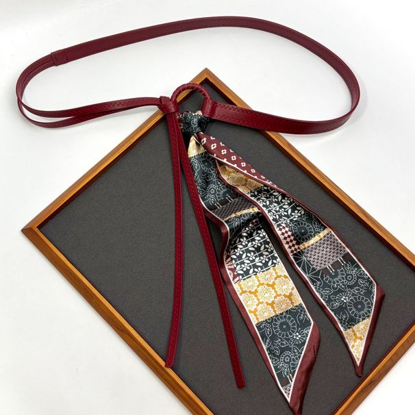 Colored Retro Silk Scarves Men's And Women's Belts Women's Dresses Fashionable Versatile Decorative Jeans Rings Personalized Thin Belts_viptrois.com