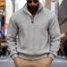 Men's Textured Cable Knit Heavyweight Zip-Up Stand Collar Sweatshirt – Relaxed Fit Long Sleeve Pullover (S-XXXL, Multiple Colors)_viptrois.com