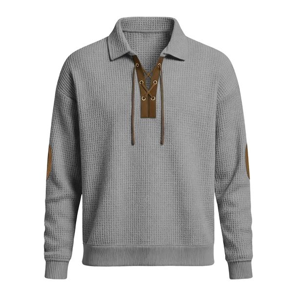 Cross-Border Heavyweight Hot-Selling Long-Sleeve Solid Color Sweatshirt For Men Fashion Loose Turn-Down Collar_viptrois.com