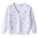 Mother & Kids Girls' Knit Cardigan With Heart Embroidery - Lightweight Summer & Spring Outerwear For Kids (90-160cm, Pearl White/Black)_viptrois.com