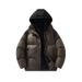 Men's Detachable Hood PU Leather Jacket – Oversized Streetwear Coat With Quilted Lining (M-3XL, Black/Charcoal/Deep Khaki)_viptrois.com