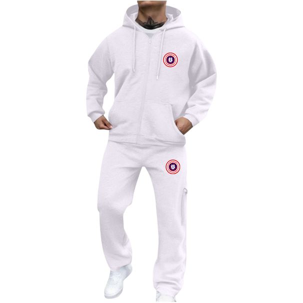 Men's Clothing Menswear Trendy Brand Heavyweight Knitted Sweatshirt Cardigan Set US Map Casual Sweatshirt Hoodie Set_viptrois.com