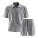 Men's Fashion 3D Polo Collar Short Sleeve Casual Suit Solid Color New Summer_viptrois.com