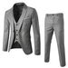 Men’s Slim 3 Piece Suit Business Wedding Party Vest & Pants Coat Men's Dress Shirt And Tie Set_viptrois.com