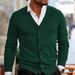 "Men's Slim-Fit V-Neck Cardigan – Lightweight Knit For Layering (Off-White To 5XL, Business Casual)"_viptrois.com