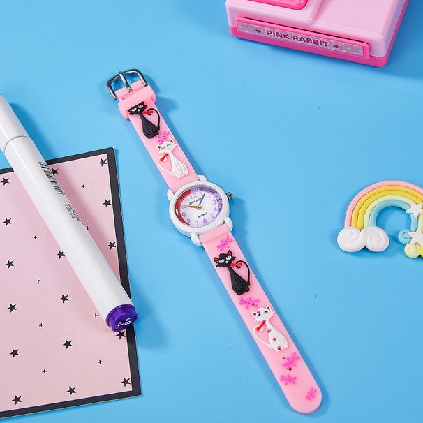 Mother & Kids Primary School Students Waterproof Children's Watch Quartz Cartoon Only Watch Time Recognize Words Children's Silicone Watch_viptrois.com