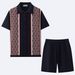 Men's Clothing Men's Cool Silk Jacquard Two Piece Knitted Sweater Casual Polo Shirt Suit_viptrois.com