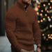 Men’s Half-Zip Cable Knit Sweater – Thickened Acrylic, Solid Colors (White/Black/Bluish/Brown/Greens, S-XXXL)_viptrois.com