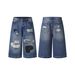 Men's Clothing Hole Embroidery Design Jeans Loose Lazy Feeling Trousers_viptrois.com
