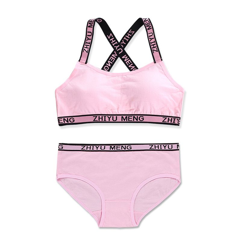 Mother & Kids Girls Bra Set Girls Tube Top Sling Beautiful Back Triangle Development Period Cotton_viptrois.com