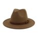 British style brown tassel jazz hat retro Panama hat wool felt hat classic hat_viptrois.com