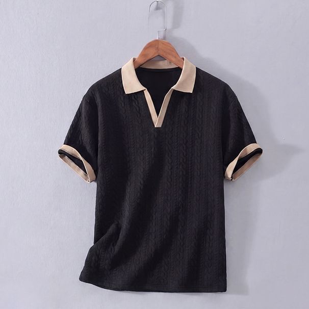 Men's Retro Seagull Collar Polo Shirt Short Sleeve Summer T-Shirt Loose Plus Size Casual Top_viptrois.com