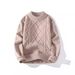 Men's Textured Knit Sweater – Winter Casual Crewneck Pullover (Black/White/Navy/Khaki) – Oversized Fit & Breathable Polyester Blend_viptrois.com