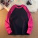 Loom 2025 Heavyweight Raglan Long Sleeve Spring Summer American Style Color Block Patchwork Base Shirt Loose Round Neck_viptrois.com