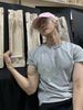Grey Cleanfit Short Men's Summer American Small Collar Shoulder Highlighting Muscle Fitness Half Sleeve T-shirt For Men_viptrois.com