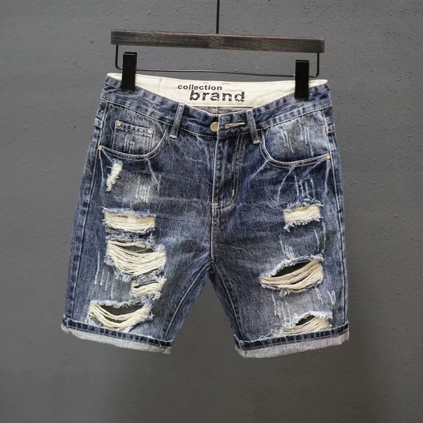 Men's Clothing Korean Style Trendy Men's Summer Trendy Ripped Denim Shorts For Boys Internet Celebrities The Same Style Cool Retro Casual Shorts Trend_viptrois.com