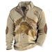 Cross-border European And American Ethnic Style 3D Printed Half-zip Men's Sweatshirt_viptrois.com