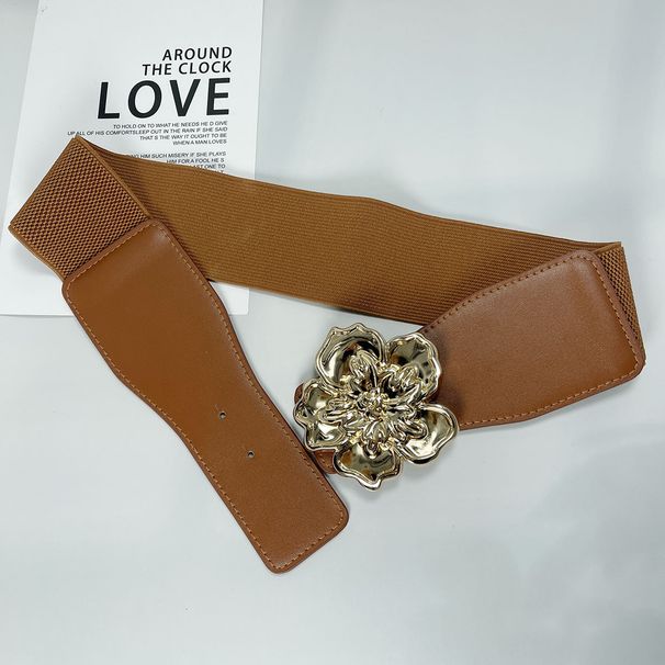 Ladies' Fashion Light Luxury Waistband Elastic And Large Floral Decoration Versatile Commuting Belt With Dress_viptrois.com