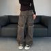 Men's Clothing Retro Distressed Washed Multi Pocket Workwear Jeans For Women Street Style Loose Casual Pants_viptrois.com