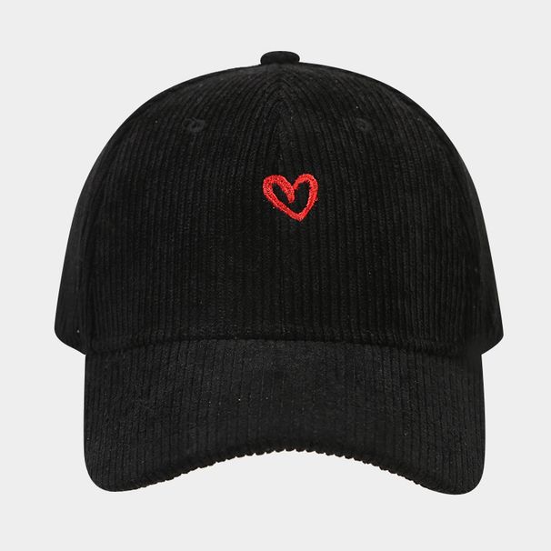 New style small love embroidered corduroy baseball cap, simple and fashionable trendy duckbill cap for men and women, personalized hat_viptrois.com