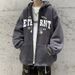 Retro Letter Cardigan Hooded Sweatshirt Trendy Brand Loose And Versatile Casual Jacket_viptrois.com
