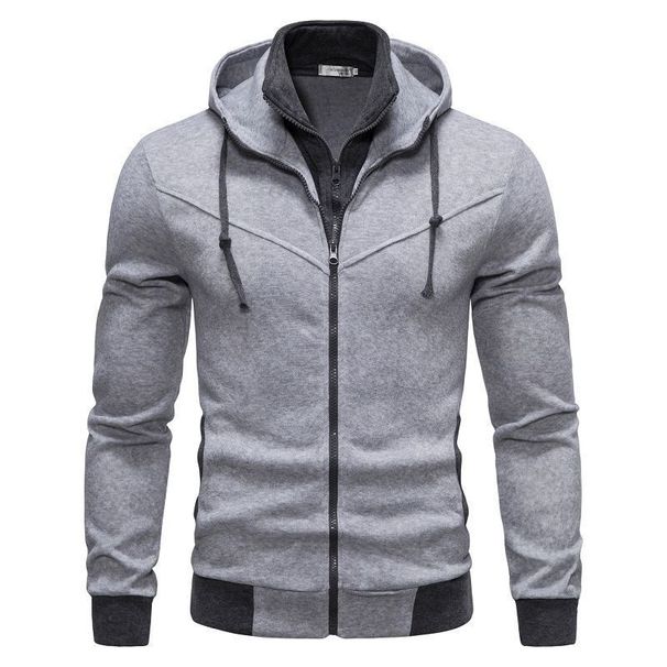Men's Clothing Men's Slim Fit Zip-Up Hoodie - Contrast Trim Sportswear Jacket (Black/Grey/Maroon, M-XXXXL)_viptrois.com
