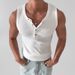 Men's Clothing Casual Henley Collar Sleeveless Vest Summer New Hot Selling Sports Fitness Waistcoat Men's Wear_viptrois.com