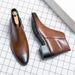 Men's Fashion Pointed Toe Chelsea Boots Vintage Distressed Leather Ankle Boots For Casual Wear, Slip-On Design With Rubber Sole, Mid Heel (3-5cm)_viptrois.com