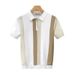 Men's Clothing Shirt Lapel Short Sleeved Knitted Sweater For Men Half Zipper Color Matching British Business Slim_viptrois.com