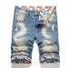 High Street Trend Men's Summer Five-Point Distressed Retro Fashion Slim Fit Denim Shorts Men_viptrois.com