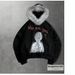 Men's Gothic Skull Print Hoodie With Detachable Faux Fur Hood Lining, Streetwear Pullover For Cold Weather_viptrois.com