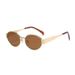 New Style For Women, High-End Metal Fashionable Oval Cat Eye Frame Trendy Wide-Leg Sunglasses_viptrois.com