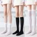 2PCS Solid Color JK Woman Thin Knee High Cute Black White Lolita Long Socks Girls Kawaii Cosplay Nylon Stockings_viptrois.com