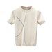 Minimalist Short T-shirt For Men, Slim Fit Half Sleeved Ice Silk Knit Shirt, Stylish And Handsome Jacket, Light Mature_viptrois.com