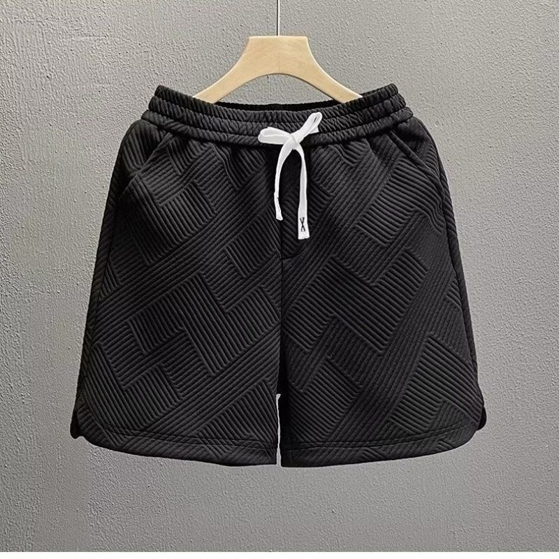 Men's Geometric Diamond Pattern Breathable White Shorts Casual Drawstring Waist Summer Bottoms_viptrois.com