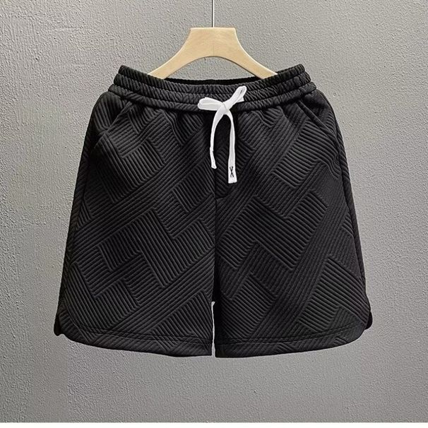 Men's Geometric Diamond Pattern Breathable White Shorts Casual Drawstring Waist Summer Bottoms_viptrois.com
