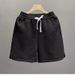 Men's Geometric Diamond Pattern Breathable White Shorts Casual Drawstring Waist Summer Bottoms_viptrois.com