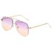 Fashion Metal Sunglasses – Double Beam Cut Edge Frameless Design, Gradient Frog Mirror Lenses, Retro Driving Glasses_viptrois.com