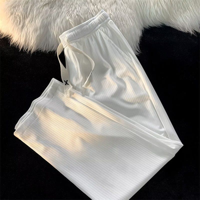 Men's Clothing Ice Silk Wide Leg Pants Men's Summer Thin Trendy Brand Ins Men's Pants Bloomers Beach Trousers Loose Style_viptrois.com