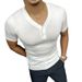 Light Mature Style Summer Short Sleeved Men's Henry V Neck Button Knitted Solid Color Breathable Fashion Casual Non Iron Regular T Shirt_viptrois.com
