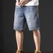 American Style Denim Shorts For Men In Summer, Ripped Brand Shorts, Casual Mid Length Trendy Cool Cropped Pants, And_viptrois.com