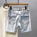 Men's Clothing Ripped Denim Shorts Men's Straight Fashion Brand Trendy Loose Mid Length Pants Summer Ins Version Casual Five Point Pants_viptrois.com