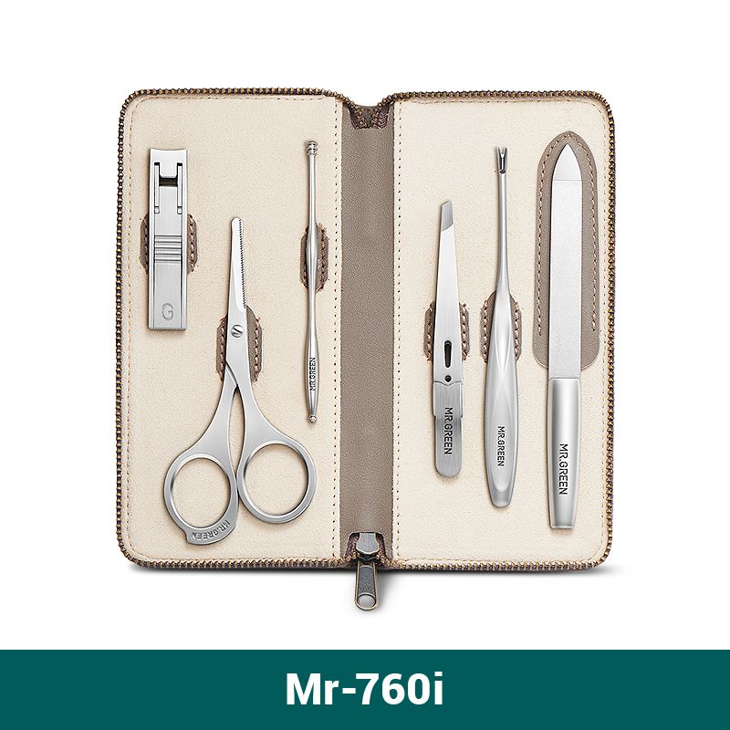Portable MR.GREEN Manicure Sets Stainless Steel Pedicure Kits With Full-Grain Cowhide Leather Cover Perso_viptrois.com