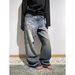 2026 American Guochao Spring And Autumn Street Versatile Micro-pull Loose Straight Casual Washed Old Denim Trousers_viptrois.com