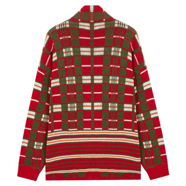 Loom Cross-Border Men's Clothing European And American Fashion Classic Plaid Jacquard Sweater Autumn Winter Long Sleeve_viptrois.com