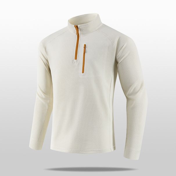 Men's Half-Zip Long Sleeve Thermal Shirt – Fleece-Lined, Soft & Warm For Outdoor & Casual Wear (Black, Beige, EU Sizing M-5XL)_viptrois.com
