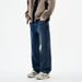 Men's Autumn/Winter Elastic Jeans 441g Straight Leg Loose Fit Imperial Blue Long Pants Versatile Mid Waist Slight Stretch_viptrois.com