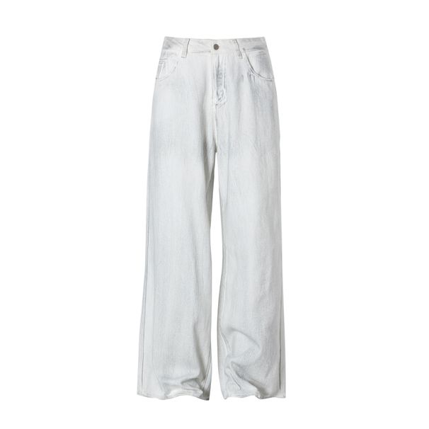 Men's Clothing High Street White Jeans Men And Women Dirtyfit Straight Loose Tie Dye Wide Leg Pants_viptrois.com